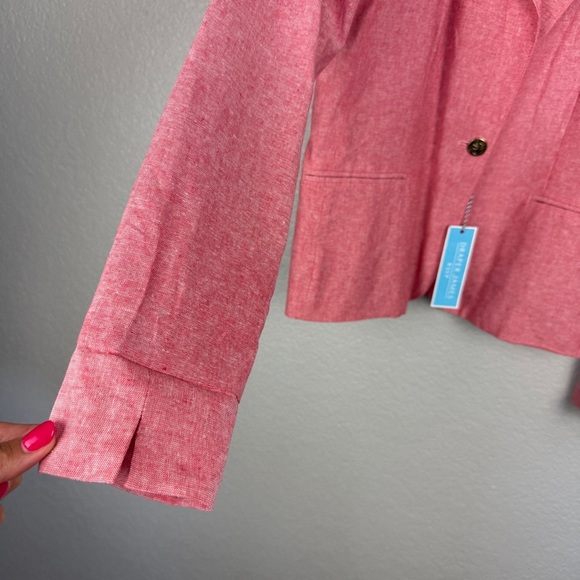 Draper James NWT Linen Blend Blazer Jacket, Cherry Red M - Breathable, Summer - Picture 6 of 11